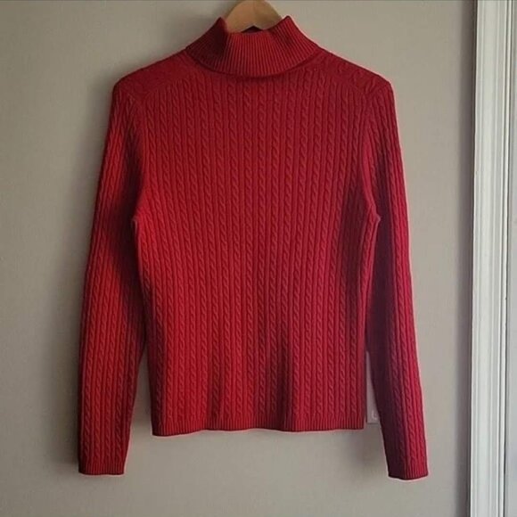 EUC Anne Klein Sport Cashmere Cable Knit Turtleneck Sweater - Picture 3 of 7